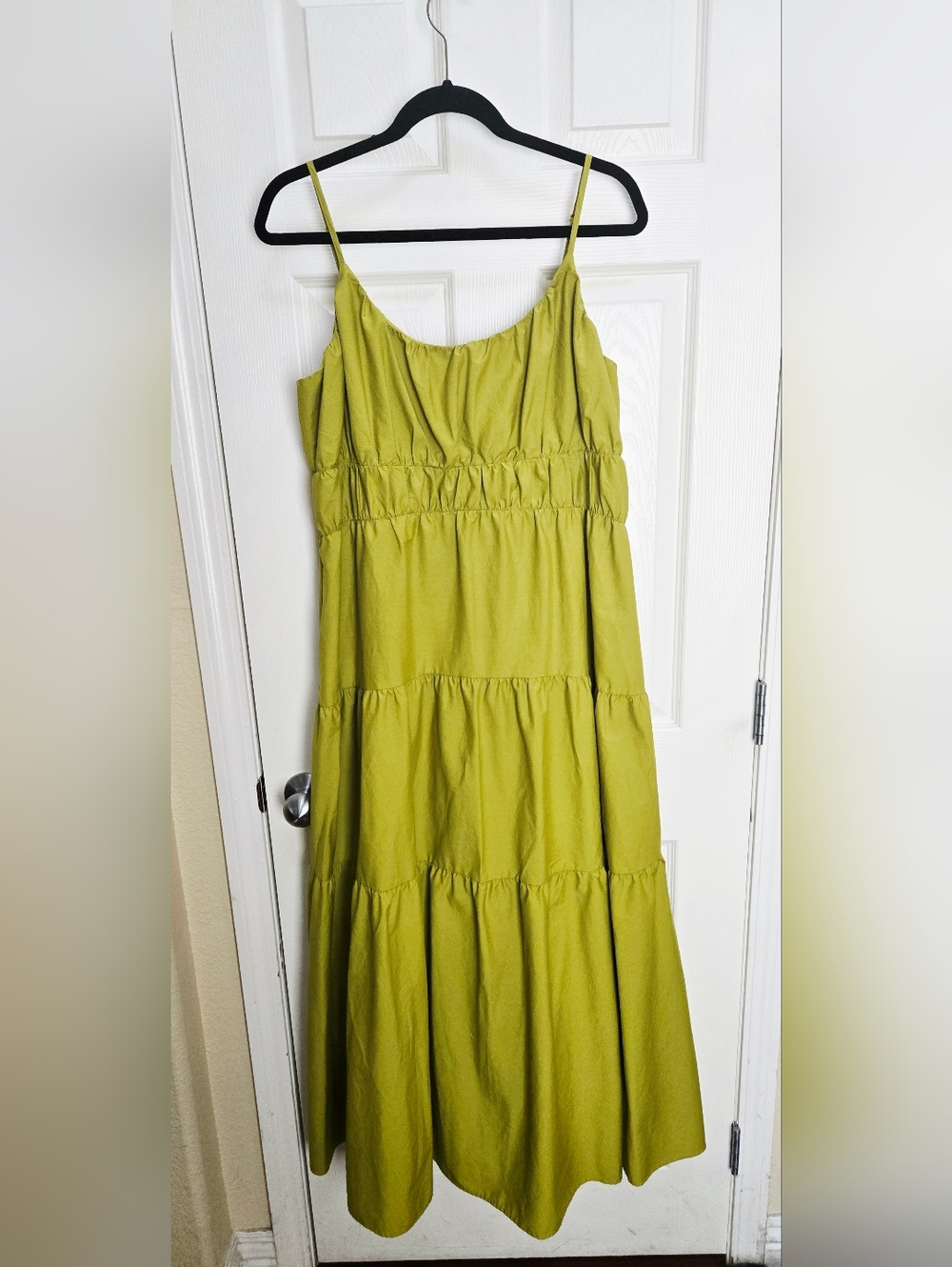 Express Olive Green PoplinTier Maxi Dress
